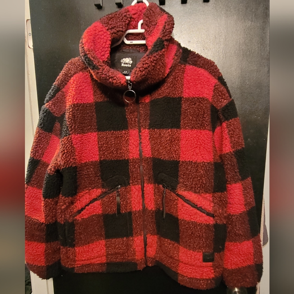 Roots women's polar fleece coat - sz Med